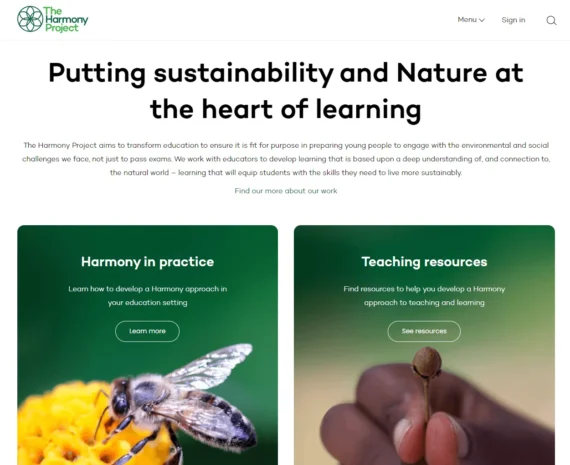 The Harmony Project site hero section screenshot
