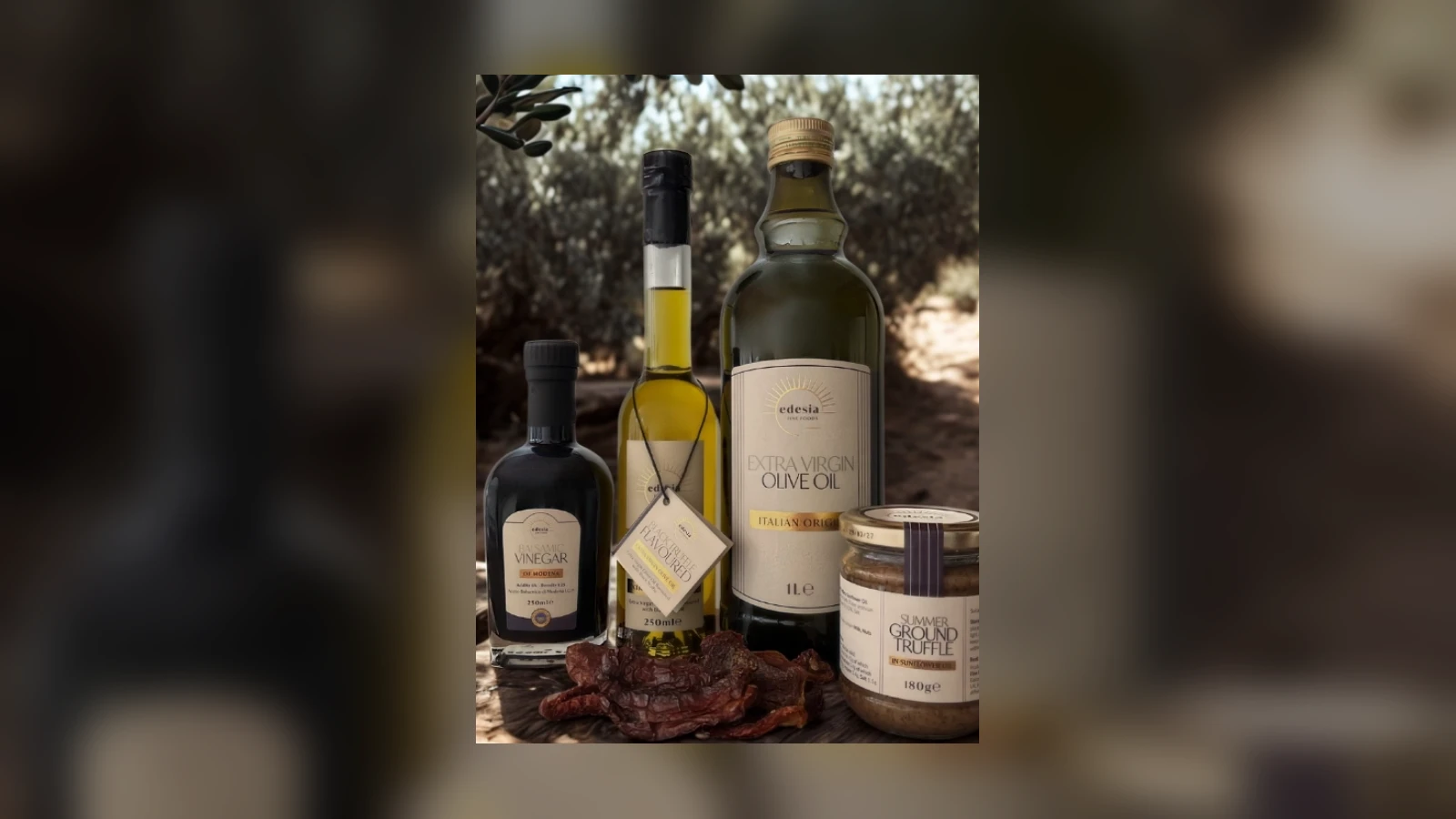 Edesia Fine Foods olive oil, vinegar, truffle and tomato products